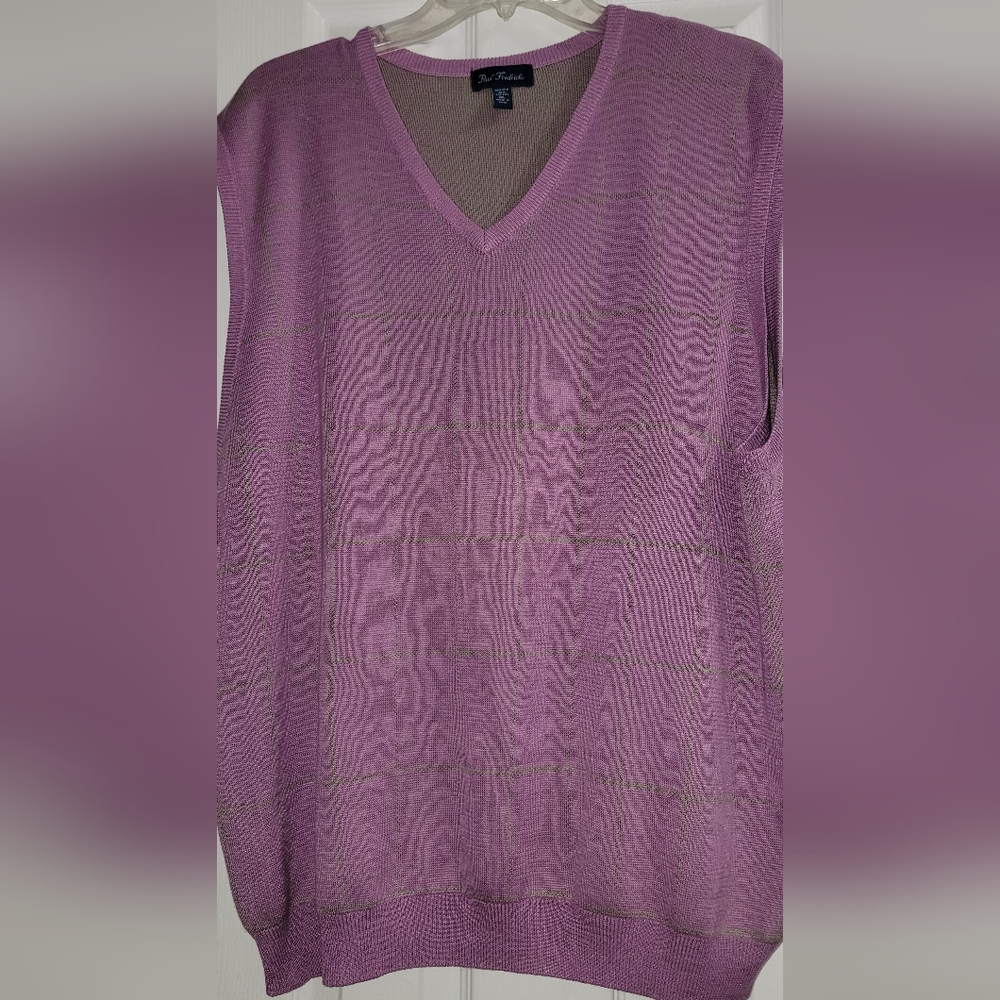 Paul Fredrick Lavender V-Neck Sweater Vest - Picture 10 of 10